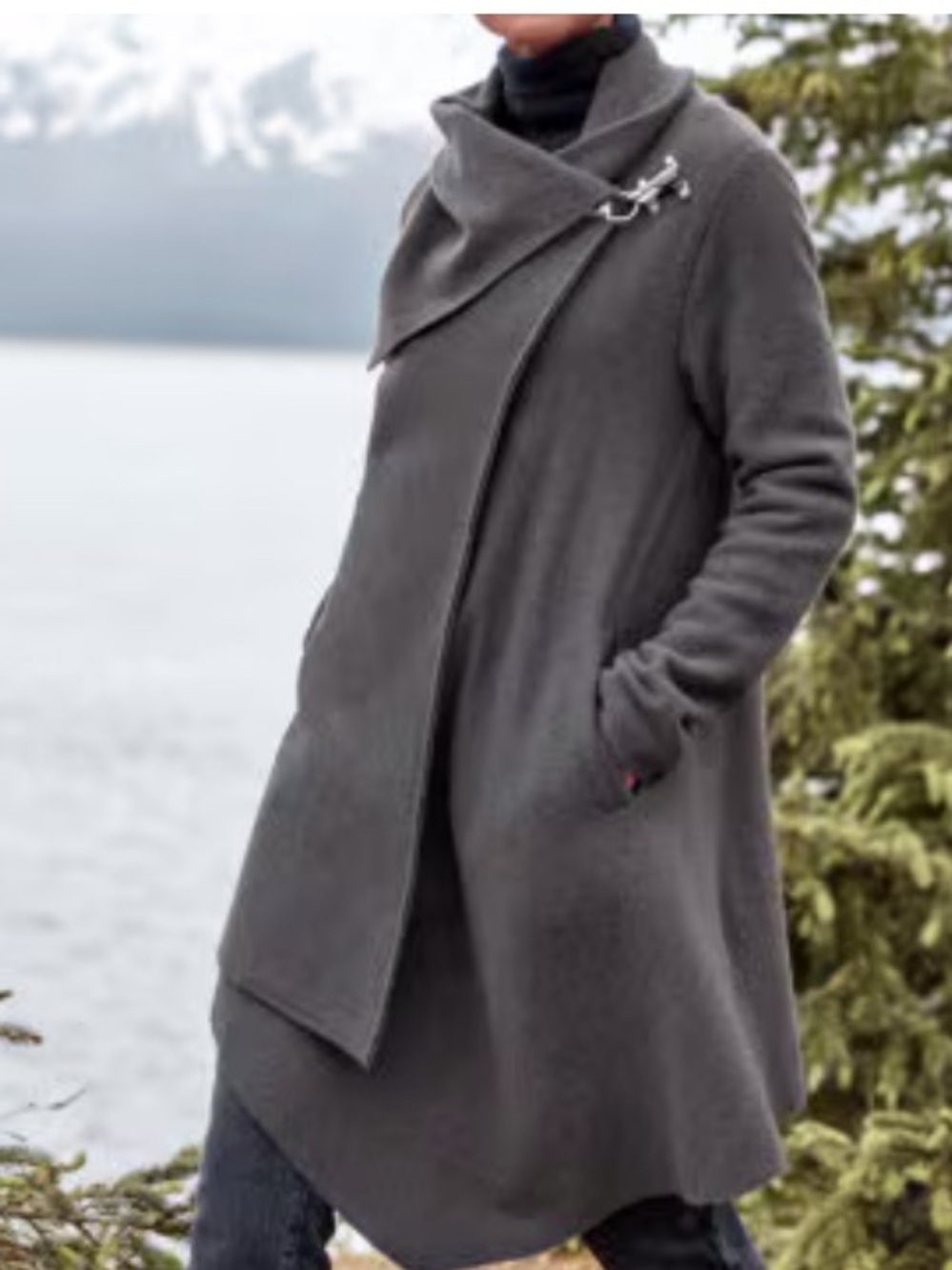 NWOT Garnet Hill Asymmetrical Boiled Wool Coat sz 14